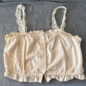 Sky and Sparrow Cream Lace Women's Blouse